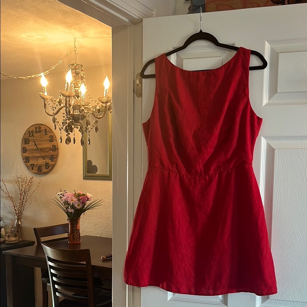 Reformation red zenni mini linen dress